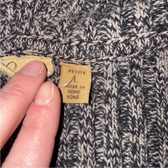 Nordstrom Caslon Cozy Knit Hooded Long Cardigan Marled Black Brown Button Hood - Picture 7 of 8